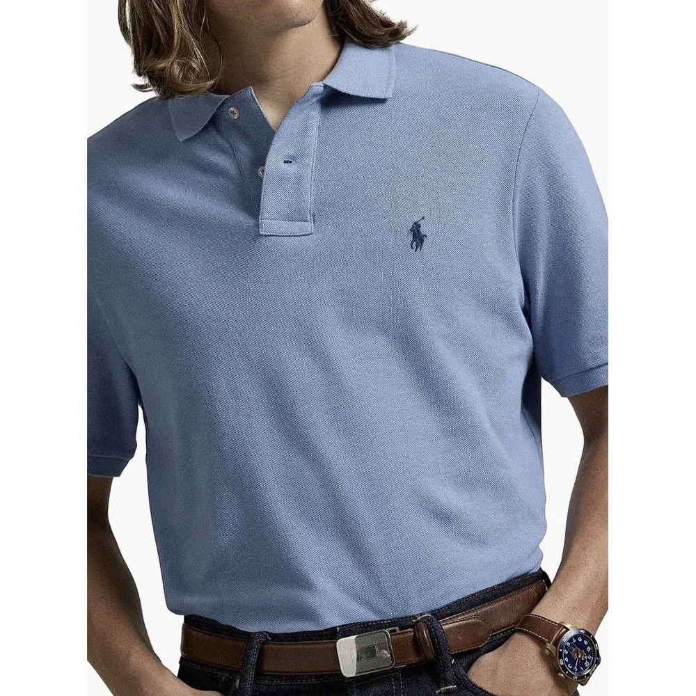 Polo by Ralph Lauren Men XL Blue Classic Fit 100% Cotton Mesh Knit Polo Shirt